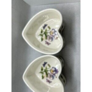 Portmeirion Botanic Gardens Heart Ramekin Viola Hybrida Pattern Set of 2